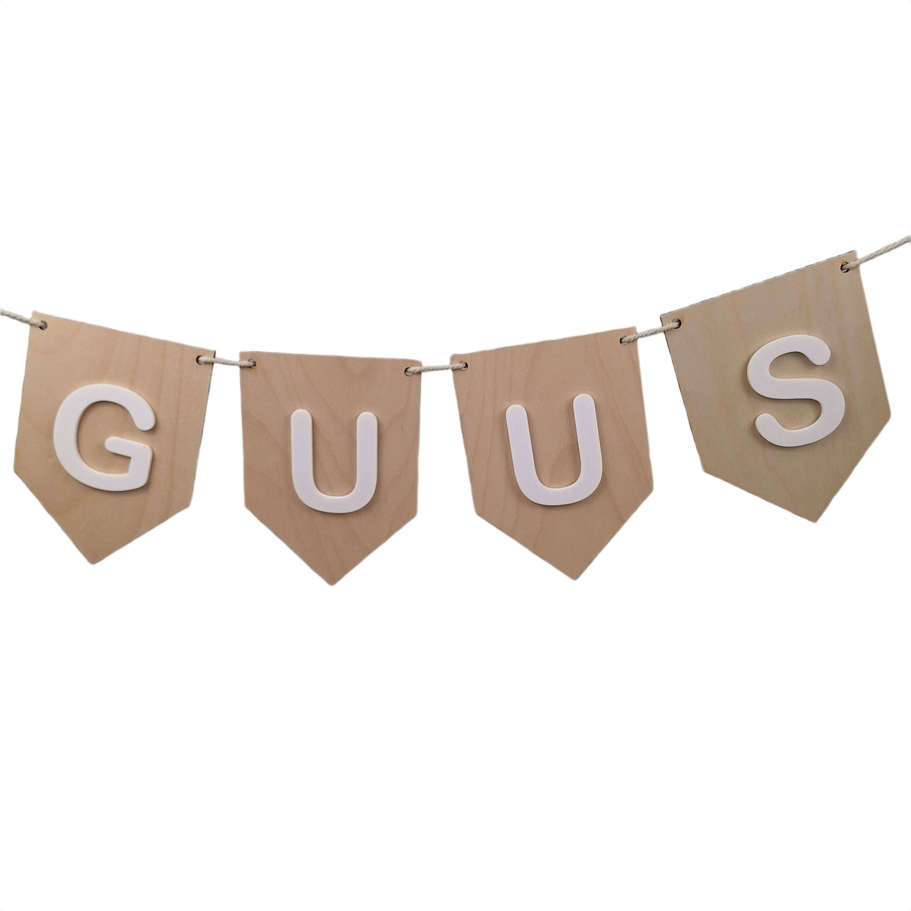 Gepersonaliseerde houten naam slinger met acrylaat