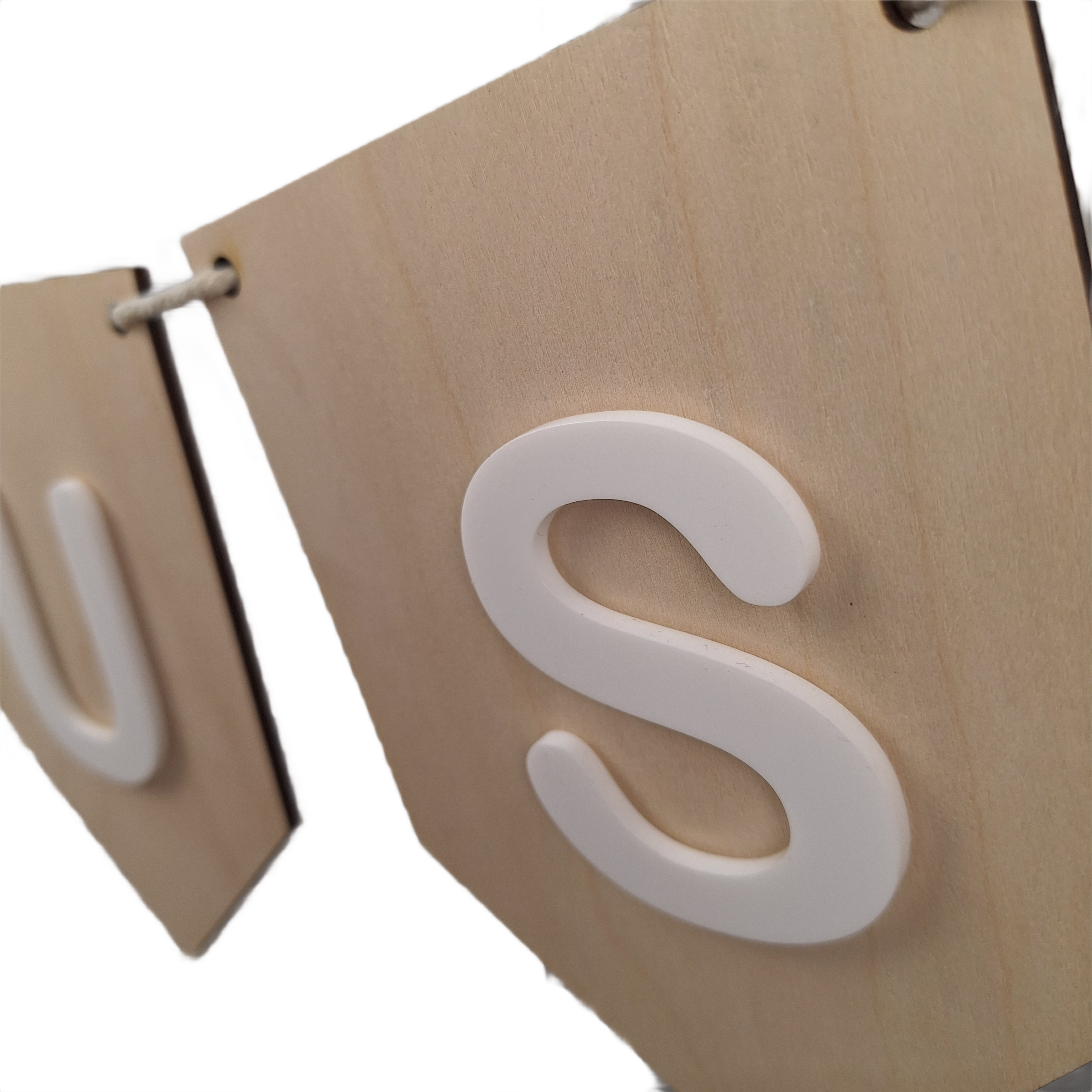 Gepersonaliseerde houten naam slinger met acrylaat
