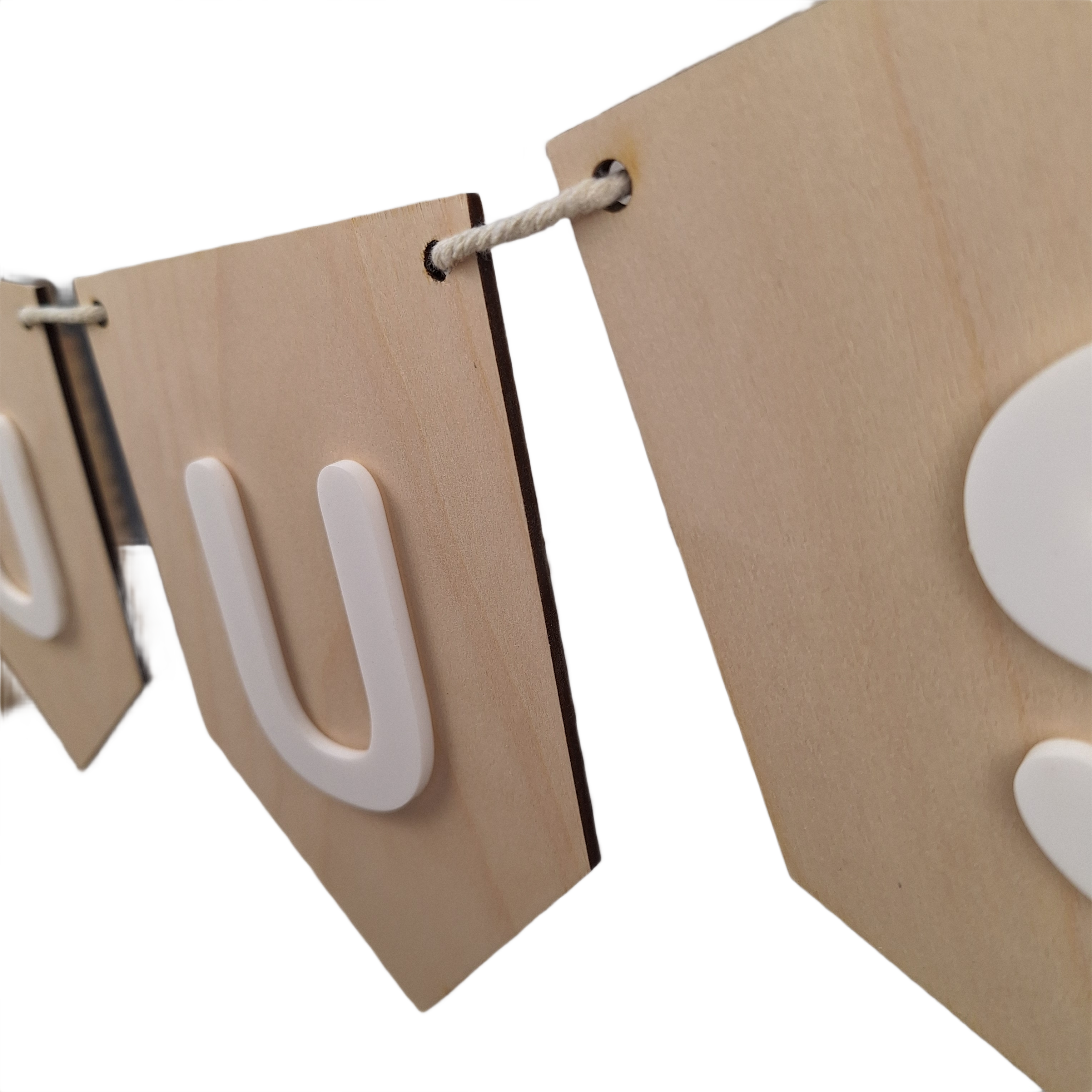 Gepersonaliseerde houten naam slinger met acrylaat