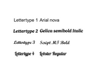 vier verschillende soorten lettertypes
