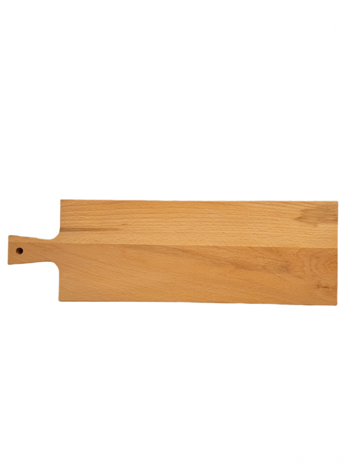 langwerpige borrelplank van hout met handvat