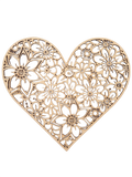 houten hart met bloemen motief