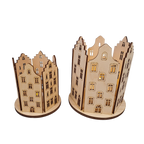 Houten Theelichthouder Huisjes