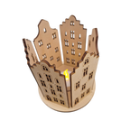 Houten Theelichthouder Huisjes